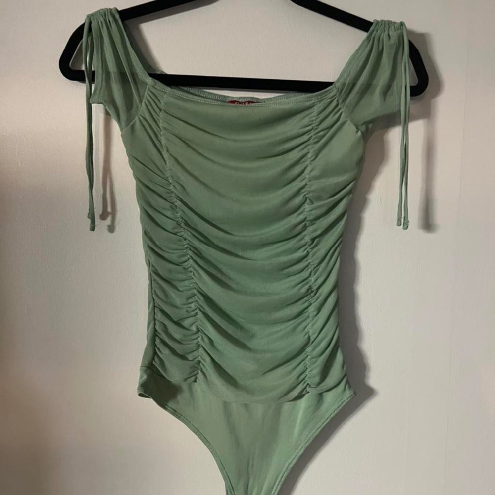 Guess green ruched bodysuit